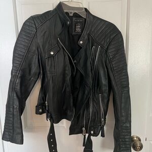 Zara Black Quilted Leather Jacket